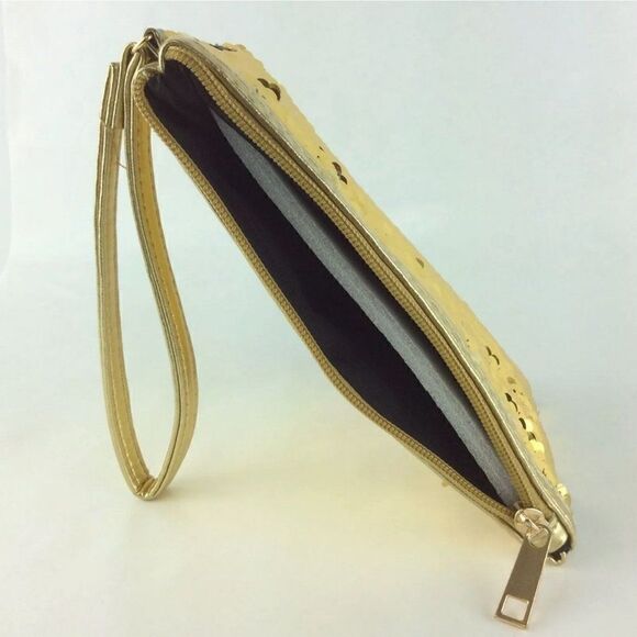 Women's Gold Wristlet Flip Sequin Coin Purse Cosmetic Bag NWT - Picture 5 of 9